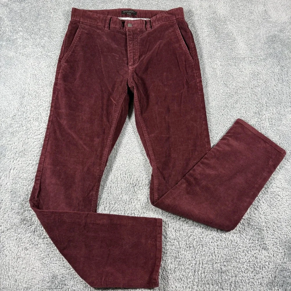 Banana Republic Emerson Pant Mens 31x34 Burgundy Corduroy Straight Leg Trousers